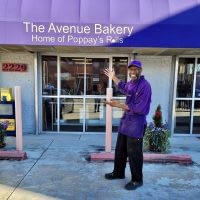 The Avenue Bakery, owner James Hamlin in front of bakery