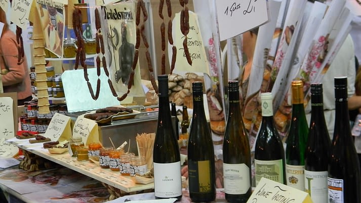 Vendor booth at Terra Madra in Italy