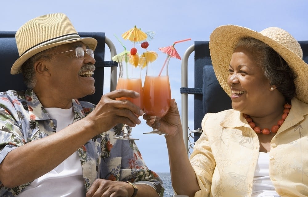 Couple having a cocktail on vacation
