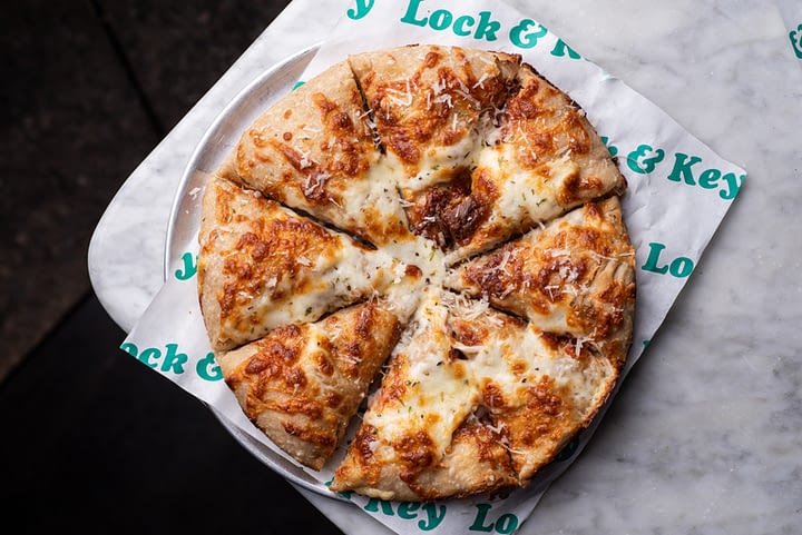 Mozzarella pizza at Lock & Key