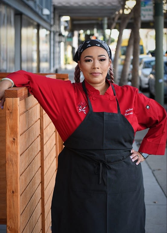 Chef Leilani Baugh outside of her restaurant in West Oakland