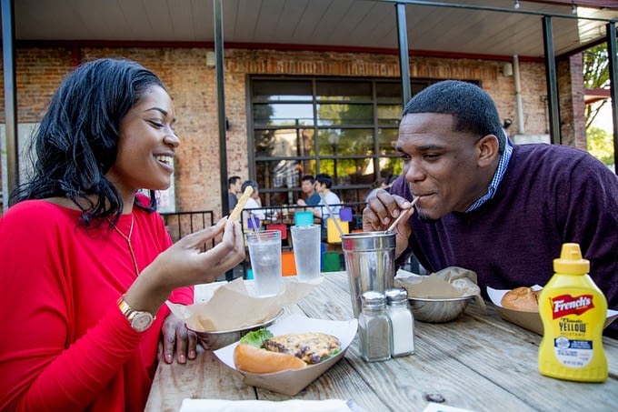 Couples eating out in Athens, GA