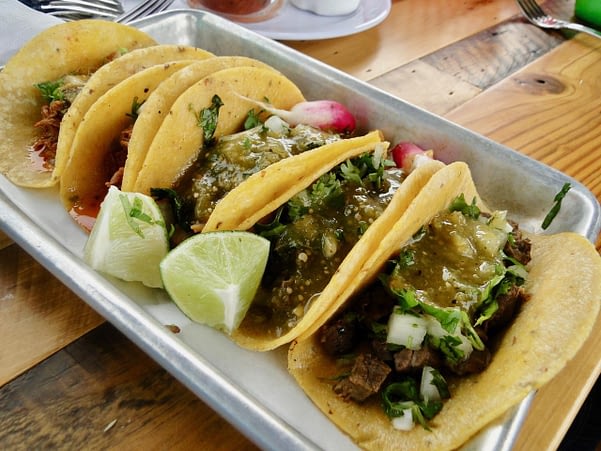Tacos from YeYo's Mexican Grill at 8th Street Market in Bentonville, AK