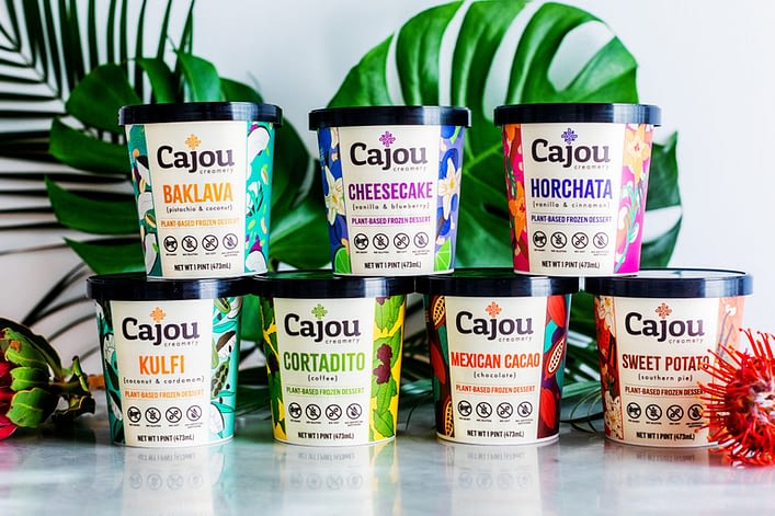 Assortment of Cajou Creamery plant-based desserts