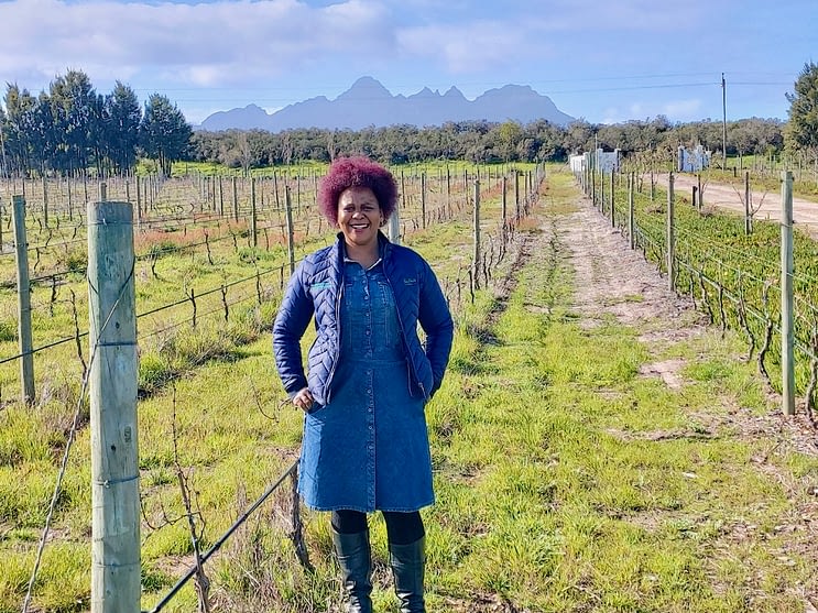 Nondumiso Pikashe in the vineyards