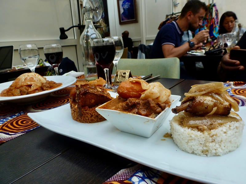 Dishes served at Ô Petit Club Africain in Paris by Chef Raoul Coly